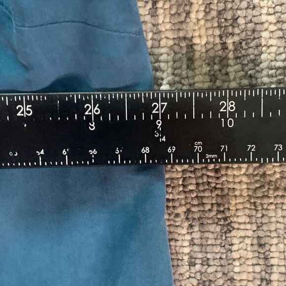 R & K Women’s Size 22W Soft Silky Button Down Shirt Blue Polynosic 3/4 Sleeve - Picture 3 of 6